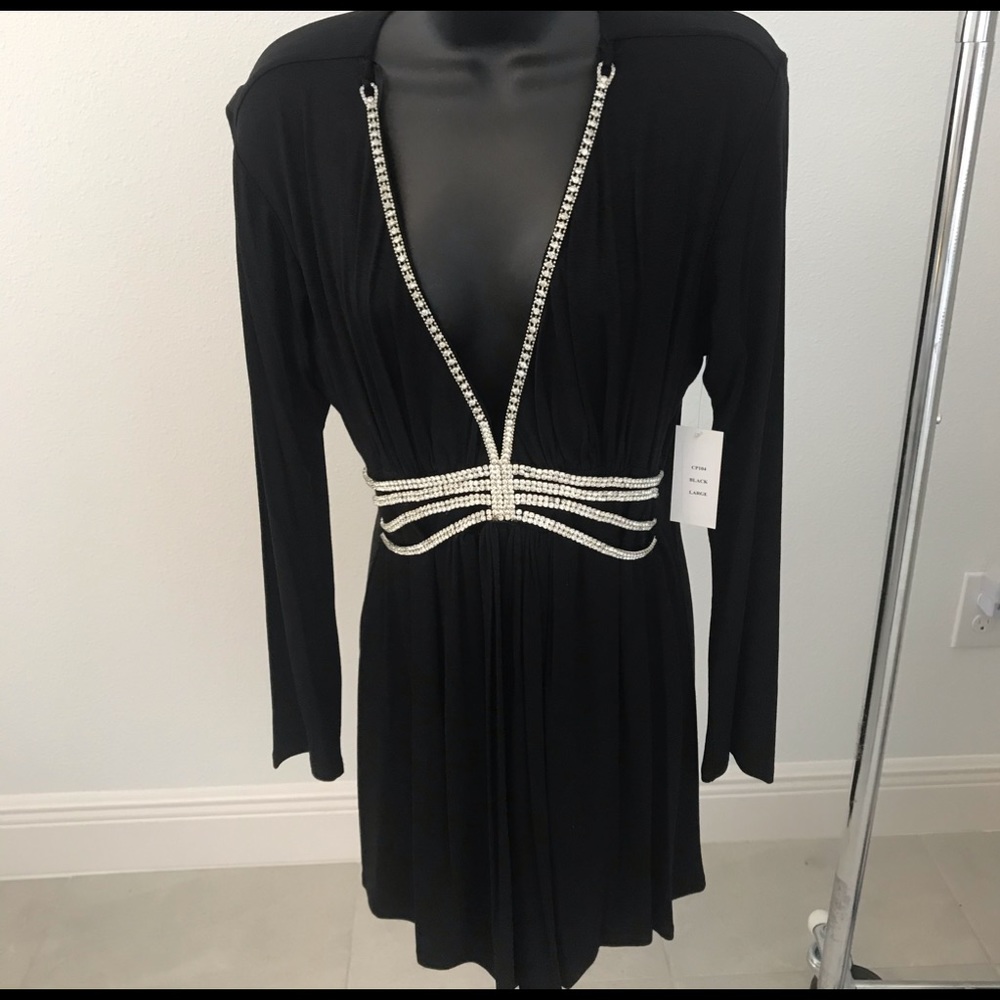 Top super luxury black /  rhinestones trim New